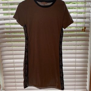 Grey, black, and white Calvin Klein dress